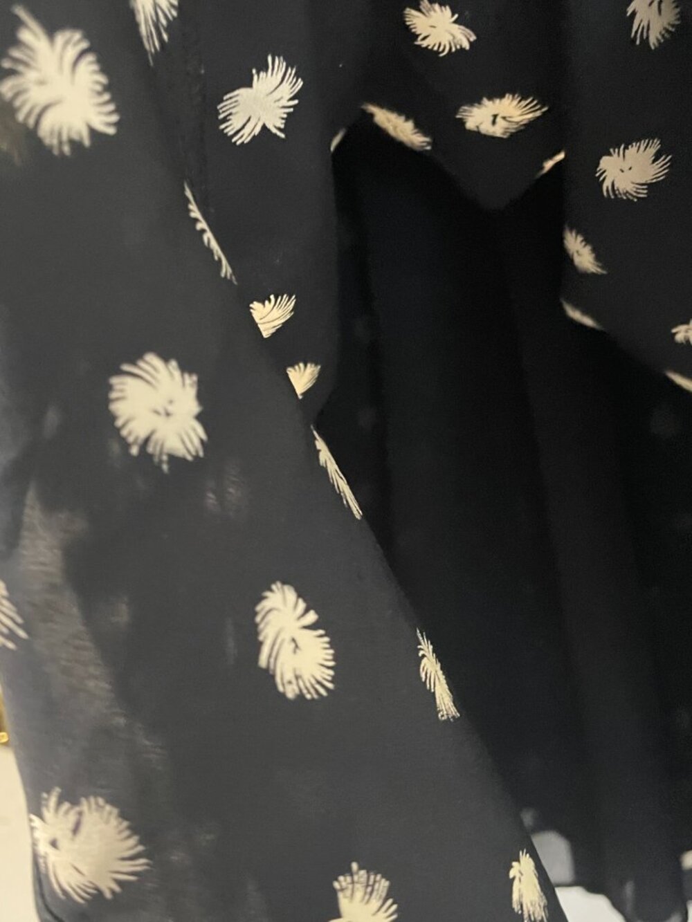 Rebecca Taylor Dandelion-Print Silk Shirtdress, Black Size 12 - Picture 7 of 7